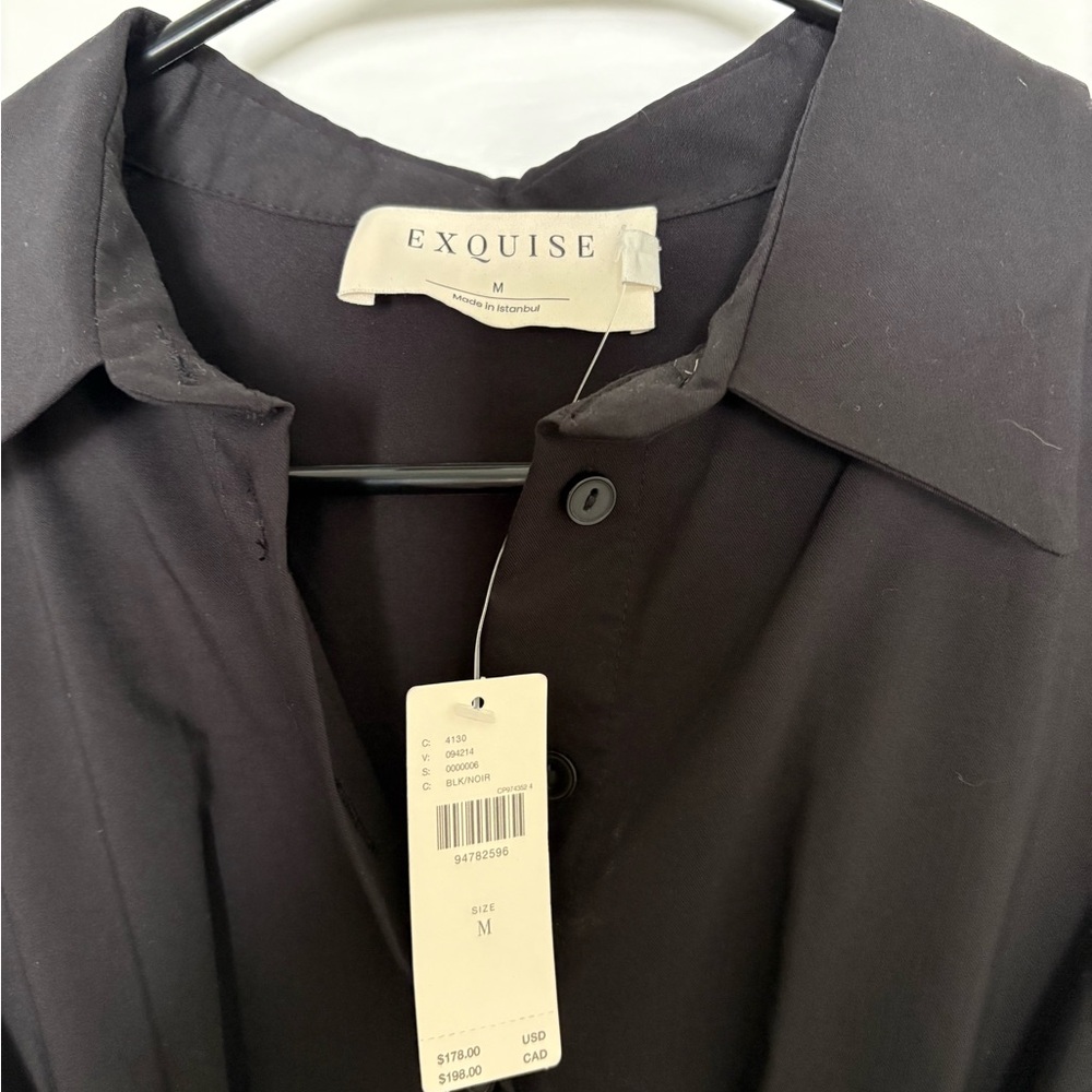 Anthropologie Tobie Mini Shirt Dress by Exquisite in Black - Picture 3 of 5